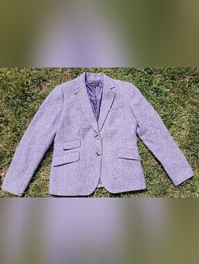 Lavender Wool Blend Blazer Cottagecore Academia Tailored Career Jacket Size 8